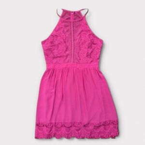 Francesca's Collections Pink Lace Halter Dress, Like New, Medium